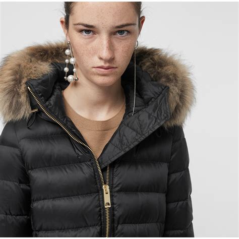 burberry detachable hood fur trim down-filled puffer coat wear person|Women’s Puffer Jackets .